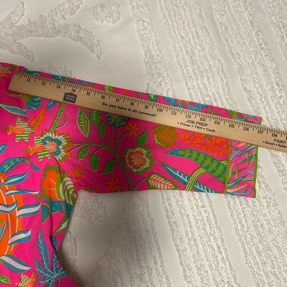Gretchen Scott Designs Pink and Green Tropical Floral Blouse - Picture 7 of 8